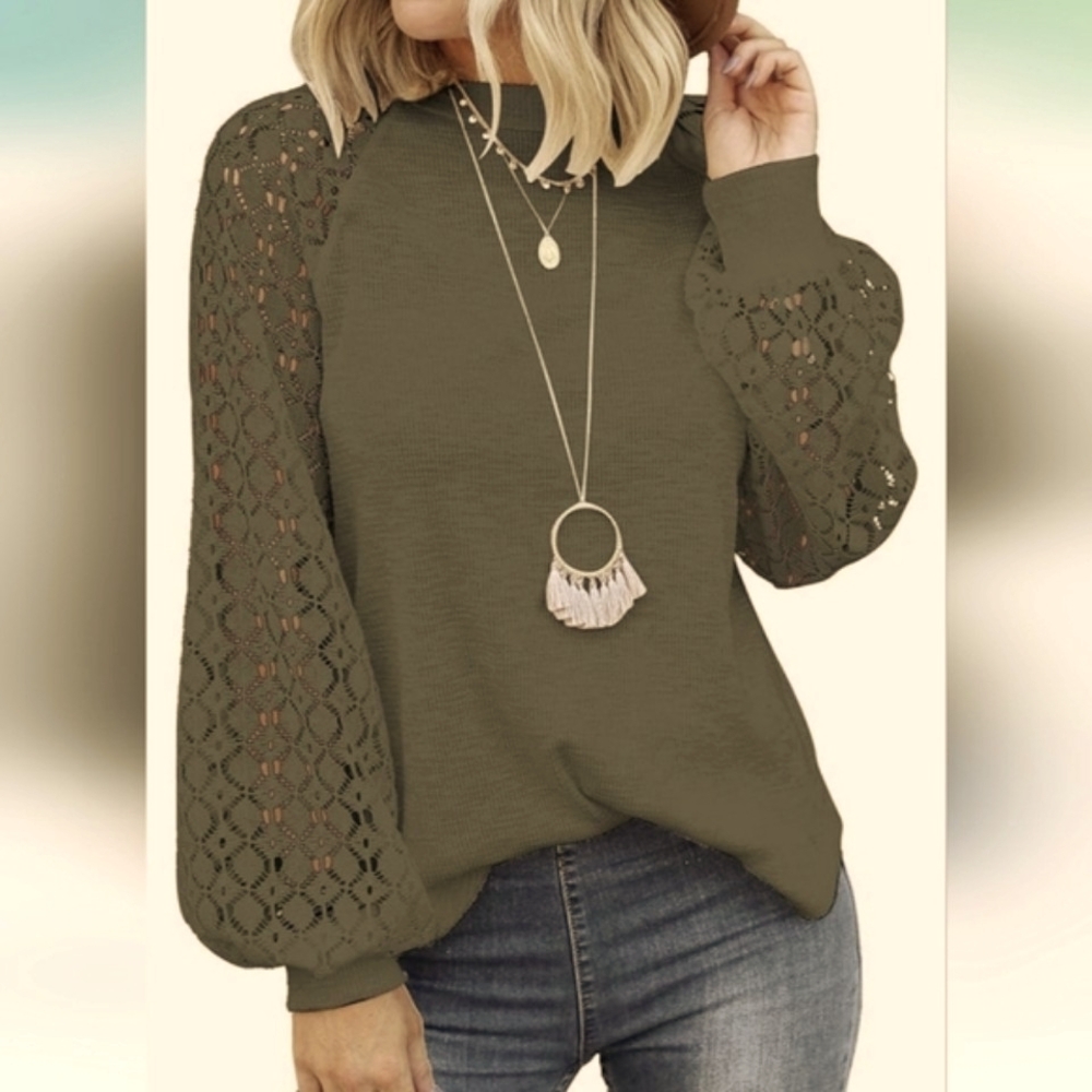 Cute Boho Style Top Long Sleeve Lace (S) NWT
